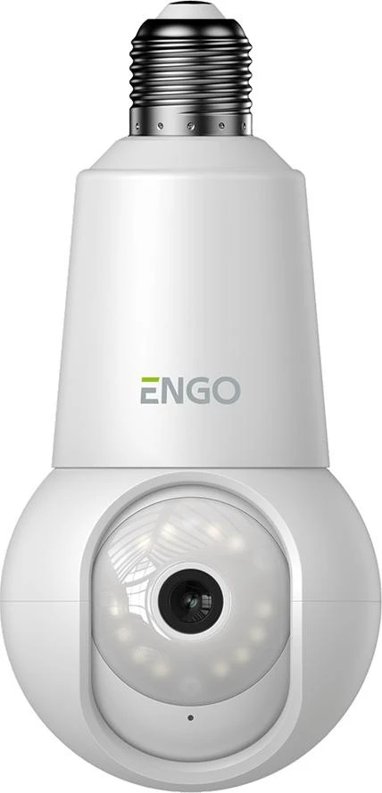 Engo Controls Kamera IP Engo ECAM-E27 - Smart kamera wewnętrzna, Wi-Fi, obrotowa, gwint E27, 4Mpx2-kierunkowy dźwięk (mikrofon i głośnik), śledzenie ruchu, micro SD aprašymas - Prekės nuotrauka