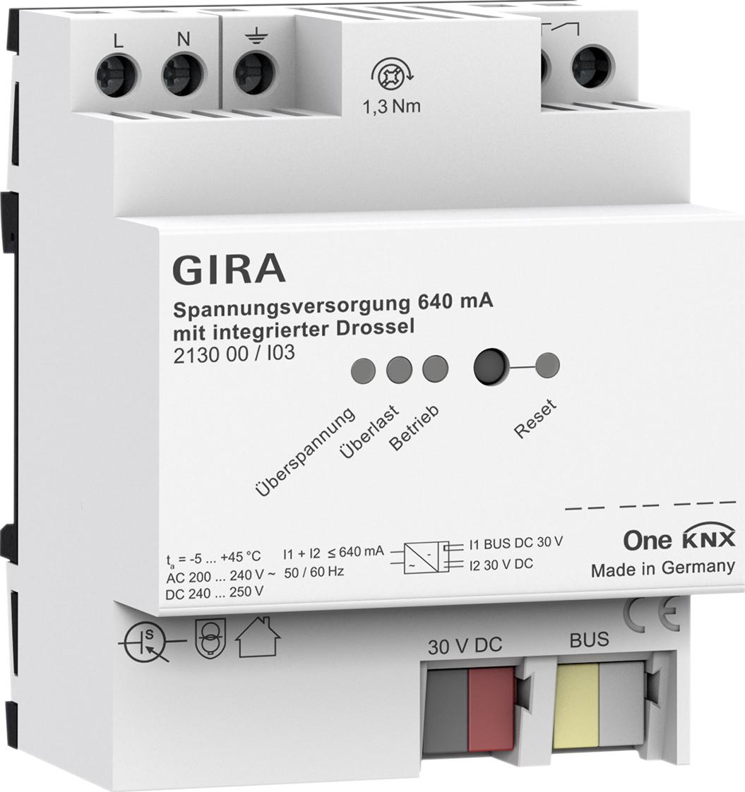 GIRA maitinimo šaltinis 640 mA su dławikiem KNX ONE 213000 aprašymas - Prekės nuotrauka GIRA maitinimo šaltinis 640 mA su dławikiem KNX ONE 213000 aprašymas - Prekės nuotrauka