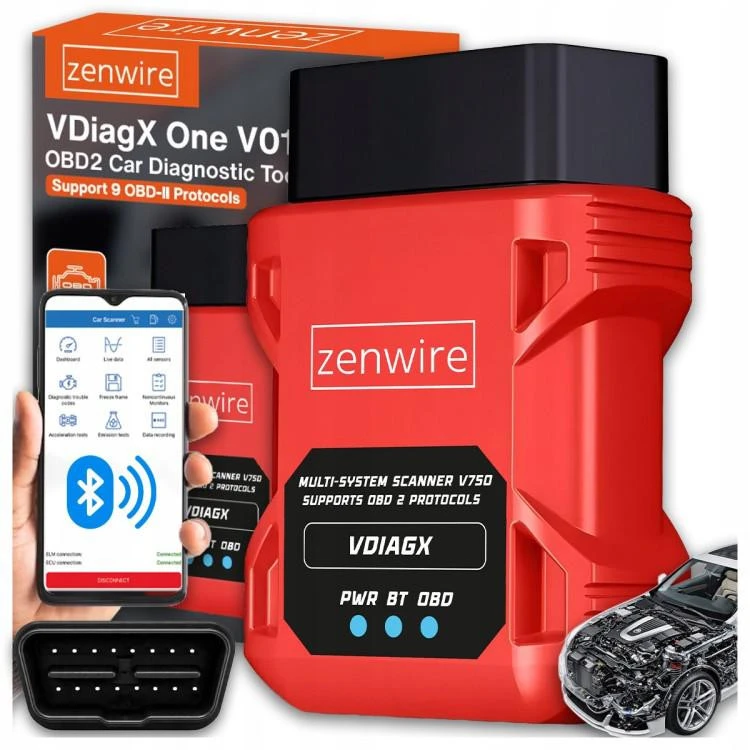 Interfejs Tester Skaner Diagnostyczny OBD2 ELM327 VDiagX V016 Zenwire aprašymas - Prekės nuotrauka