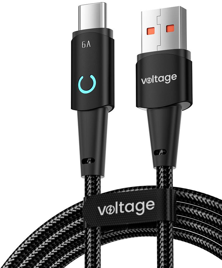 Kabelis USB-A / USB-C Voltage PowerAngle 66W PD 100cm juoda aprašymas - Prekės nuotrauka