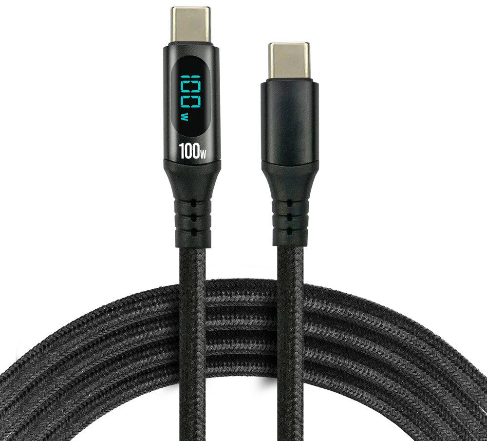 USB-C / USB-C LCD LAIDAS everActive CBB-1PD5L 100cm 20V 5A 100W aprašymas - Prekės nuotrauka