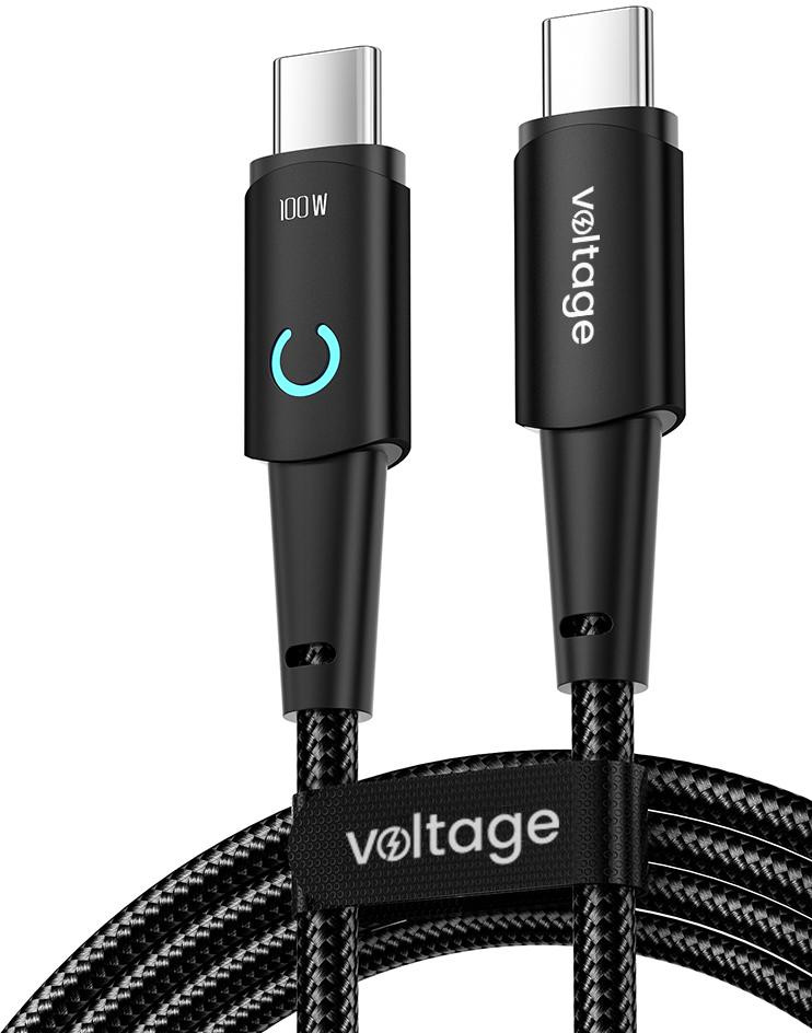 Kabelis USB-C / USB-C Voltage PowerAngle 100W PD 100cm juoda aprašymas - Prekės nuotrauka