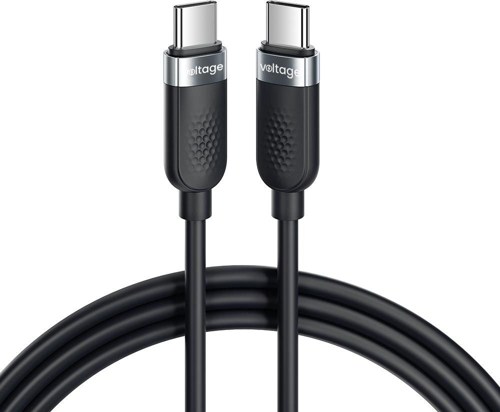 Kabelis USB-C / USB-C Voltage Silicone 100W PD 100cm juoda aprašymas - Prekės nuotrauka