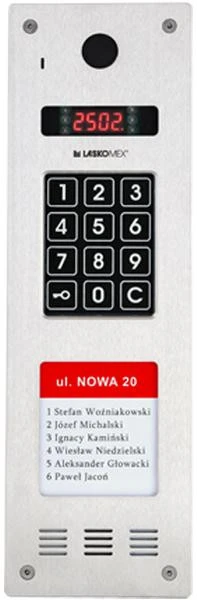 Laskomex Laskomex CP-2533NR-040 Siaura vertikali garso skydelis, nerūdijantis plienas, su RFID skaitytuvu ir ILGESNIu nuomininkų sąrašu (suderinamas su KAM3-1 moduliu) aprašymas - Prekės nuotrauka