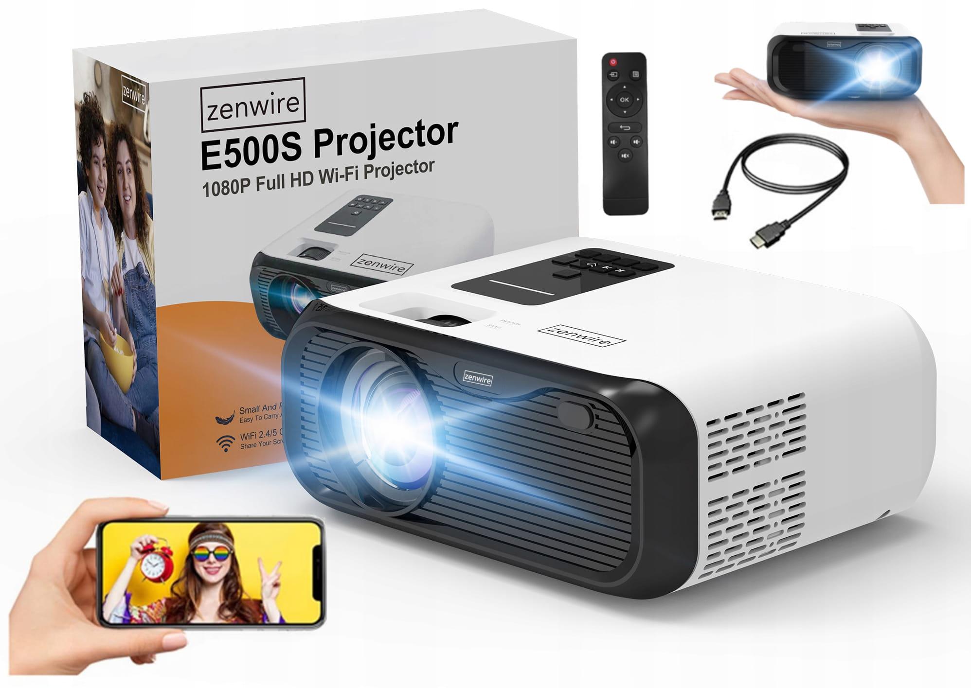 Mini projektorius Zenwire E500s su WiFi, Full HD, 7500lm aprašymas - Prekės nuotrauka