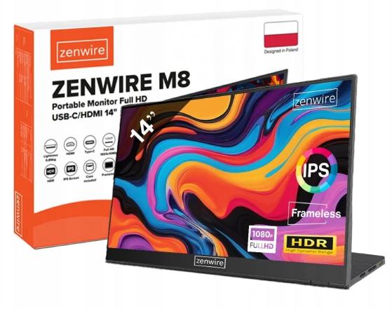Nešiojamas monitorius „Full HD“ 14 colių IPS HDR USB-C HDMI Zenwire M8 aprašymas - Prekės nuotrauka