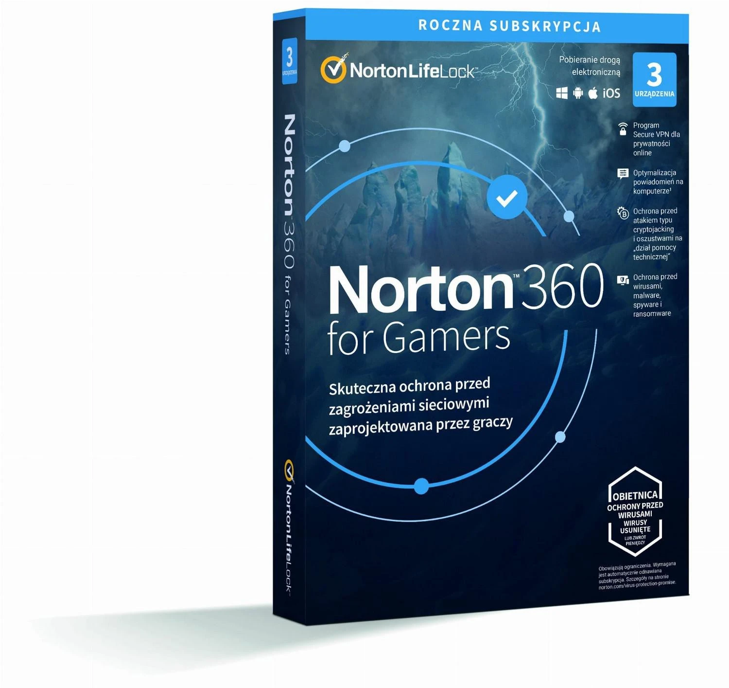 Norton 360 for Gamers BOX PL 3-urządzenia, 12-miesięcy aprašymas - Prekės nuotrauka