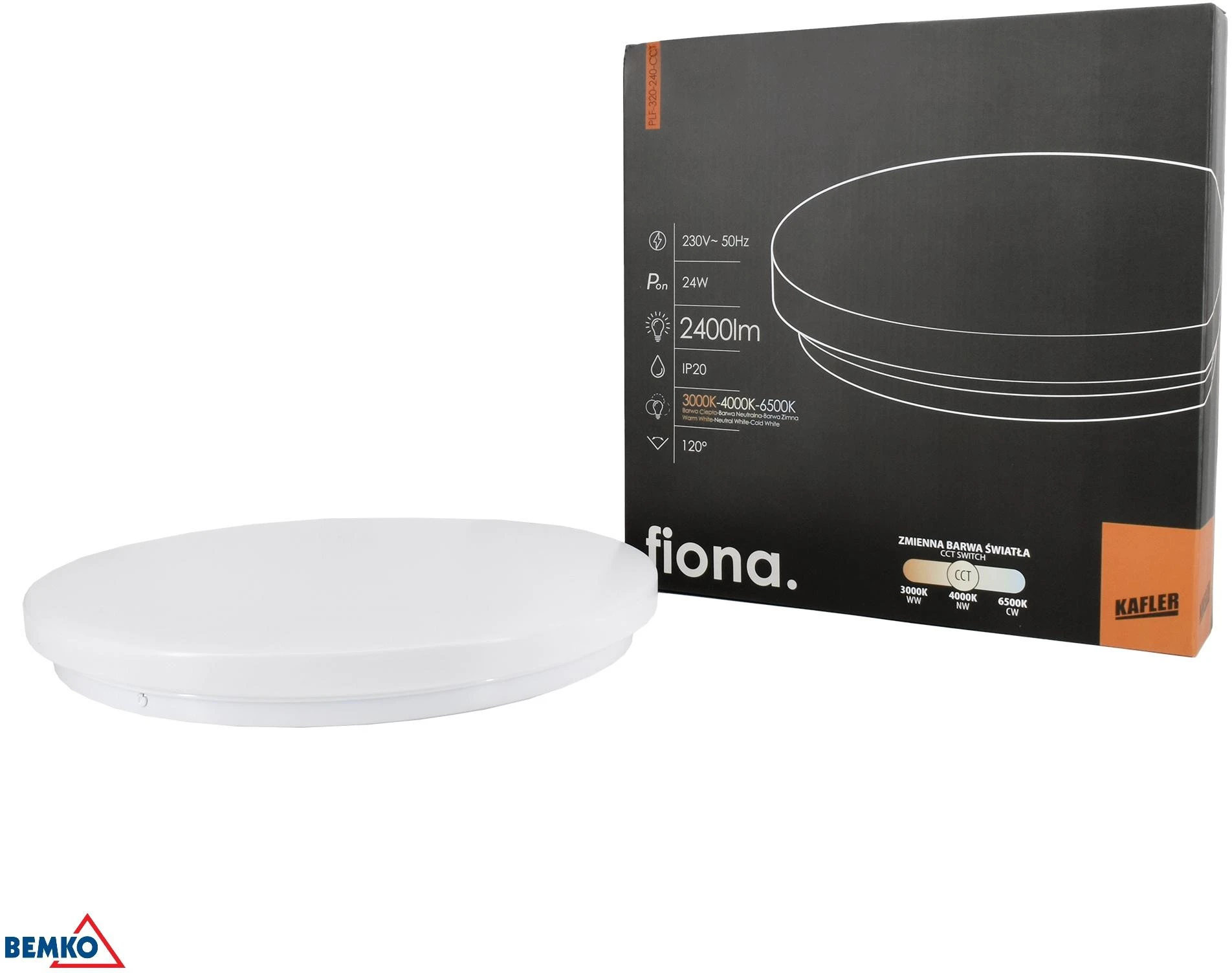 Kafler plafoniera LED FIONA 24W 3000/4000/6500K 2400LM IP20 balta aprašymas - Prekės nuotrauka
