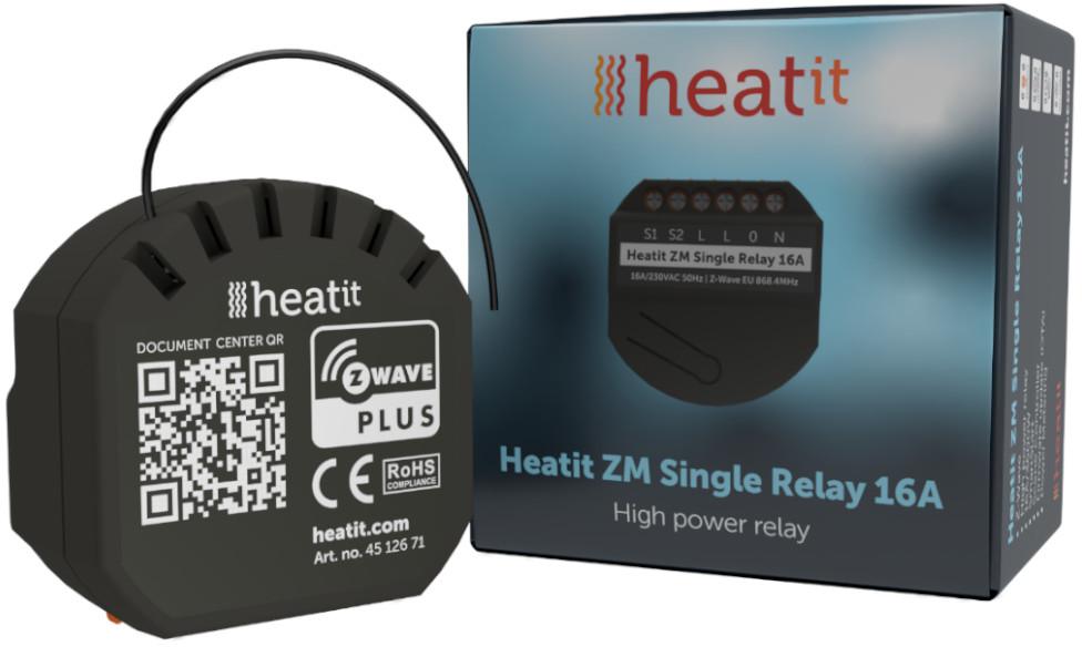 Heatit ZM vienos relės 16A Z bangos jungiklis aprašymas - Prekės nuotrauka Heatit ZM vienos relės 16A Z bangos jungiklis aprašymas - Prekės nuotrauka