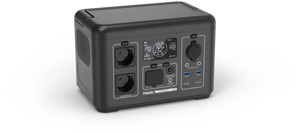 Nešiojama „Volt Polska TRAVEL POWERBOX 1200“ (600 W) 512 Wh įkrovos stotelė aprašymas - Prekės nuotrauka