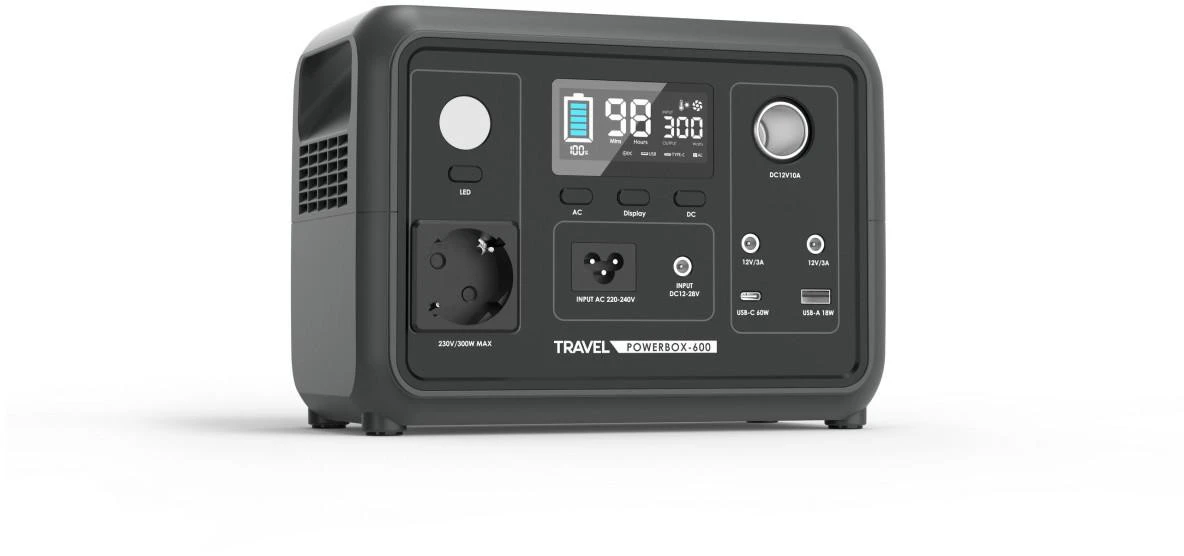 Nešiojama „Volt Polska TRAVEL POWERBOX 600“ (300 W) 256 Wh įkrovos stotelė aprašymas - Prekės nuotrauka