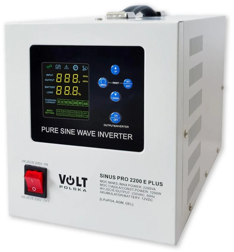 VOLT POLSKA SINUSPRO 2200E PLUS 12/230V (1200/2200W) [AGM, GEL, LiFePO4] keitiklis aprašymas - Prekės nuotrauka