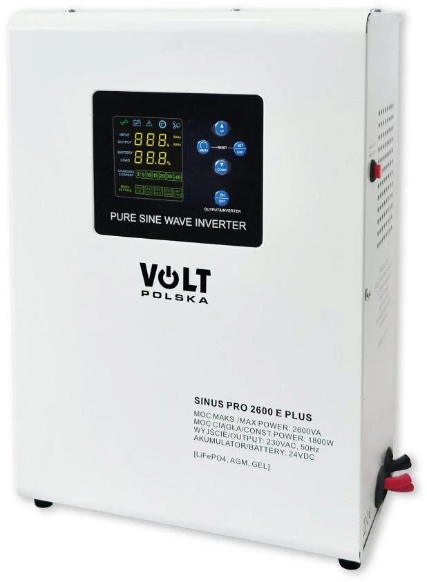 VOLT POLSKA SINUSPRO 2600 E PLUS 24/230V (1800/2600W) [AGM, GEL, LiFePO4] keitiklis aprašymas - Prekės nuotrauka