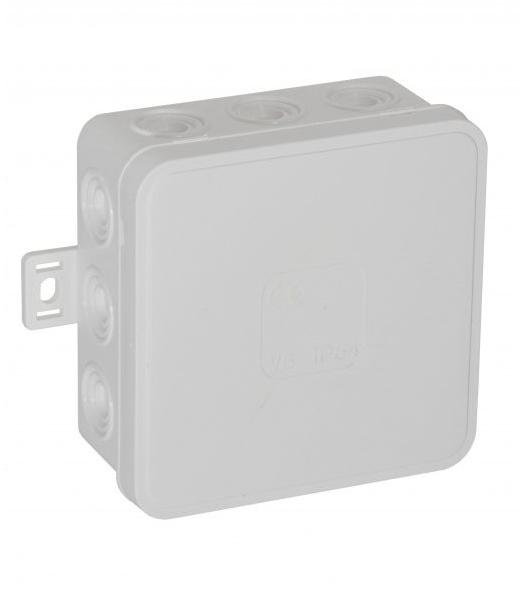 Tuščia ant paviršiaus montuojama dėžutė su 12 įvadų VIPLAST V6 click Baltas IP54 85x85x41mm 036-01 aprašymas - Prekės nuotrauka