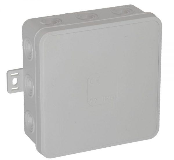Tuščia ant paviršiaus montuojama dėžutė su 12 įvadų VIPLAST V7 click Baltas IP54 100x100x41mm 037-01 aprašymas - Prekės nuotrauka