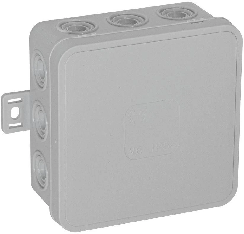 Tuščia ant paviršiaus montuojama dėžutė su 12 įvadų VIPLAST V7 click Pilkas IP54 100x100x41mm 037-03 aprašymas - Prekės nuotrauka