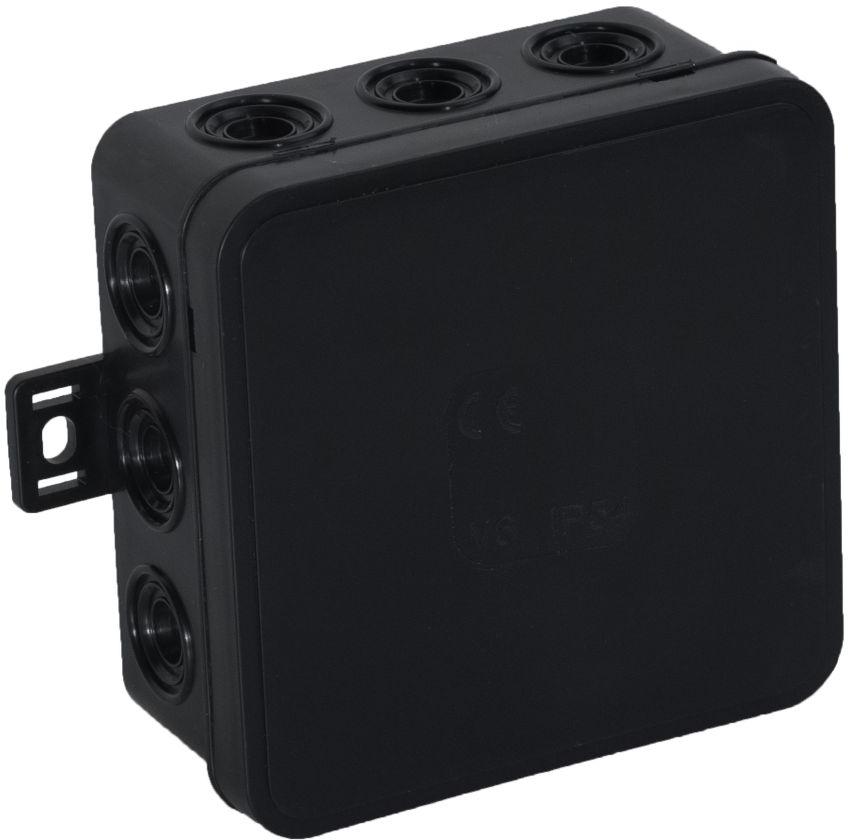 Tuščia ant paviršiaus montuojama dėžutė su 12 įvadų VIPLAST V7 click Juodas IP54 100x100x41mm 037-05 aprašymas - Prekės nuotrauka