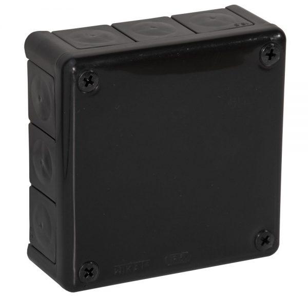 Tuščia ant paviršiaus montuojama dėžutė su 12 įvadų VIPLAST VP-51 Juodas IP55 118x118x46mm 051-05 aprašymas - Prekės nuotrauka