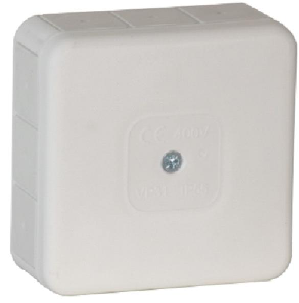 Tuščia ant paviršiaus montuojama dėžutė su 12 įvadų VIPLAST VP-31 Baltas IP55 85x85x37mm 031-01 aprašymas - Prekės nuotrauka