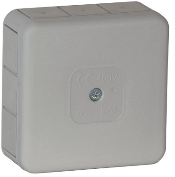 Tuščia ant paviršiaus montuojama dėžutė su 12 įvadų VIPLAST VP-31 Pilkas IP55 85x85x37mm 031-03 aprašymas - Prekės nuotrauka