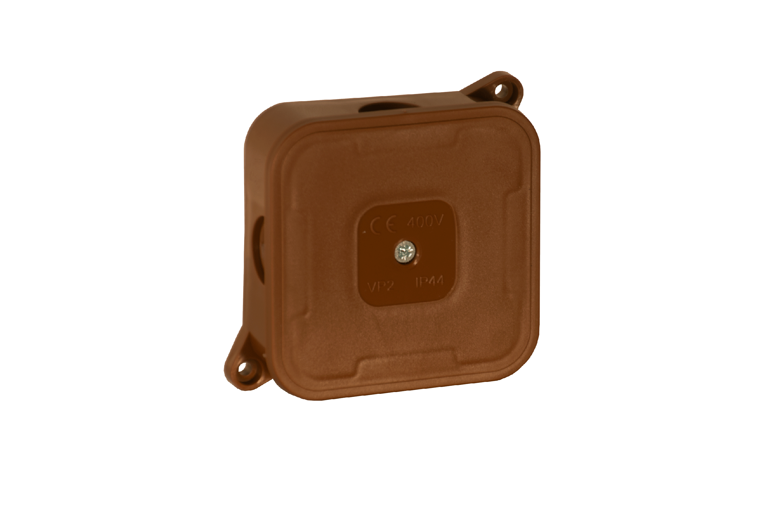 Tuščia ant paviršiaus montuojama dėžutė su 4 įvadais VIPLAST VP-2 BROWN IP44 85x85x35mm 027-02 aprašymas - Prekės nuotrauka