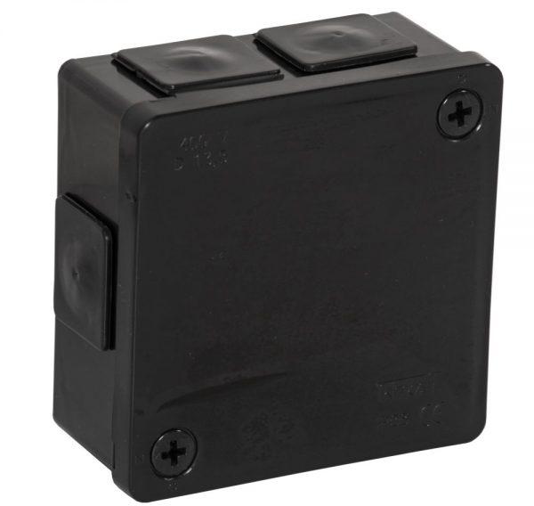 Tuščia ant paviršiaus montuojama dėžutė su 6 įvadais VIPLAST VP-22 Juodas IP55 86x86x40mm 022-05 aprašymas - Prekės nuotrauka