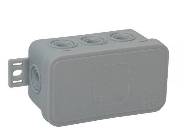 Tuščia ant paviršiaus montuojama dėžutė su 8 įvadais VIPLAST V8 click Pilkas IP54 80x45x41mm 038-03 aprašymas - Prekės nuotrauka