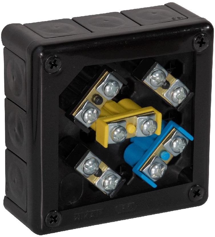 Ant paviršiaus montuojama dėžutė su gnybtais, 12 įvadų VIPLAST VP-51 Juodas IP55 118x118x46mm 051-55 aprašymas - Prekės nuotrauka