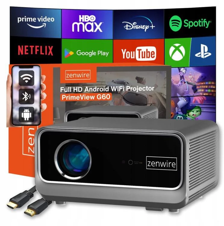 Projektorius „Android Google TV FULL HD 4K“ 39000lm Nešiojamas išmanusis „WiFi Zenwire G60“ aprašymas - Prekės nuotrauka