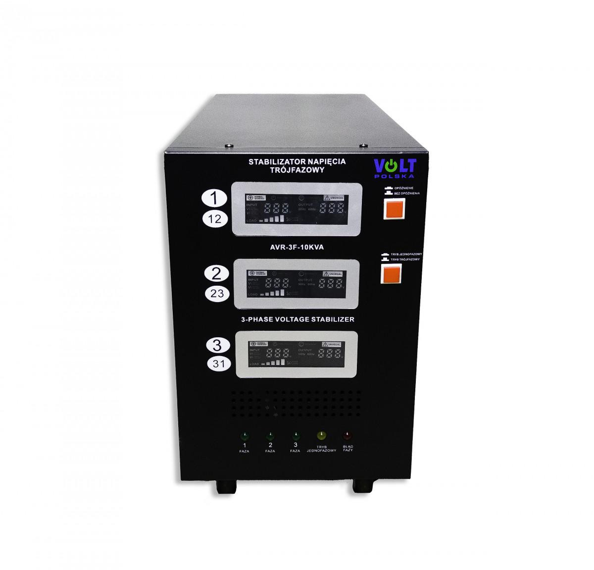 Trifazis įtampos stabilizatorius Volt Polska AVR PRO 10000VA aprašymas - Prekės nuotrauka Trifazis įtampos stabilizatorius Volt Polska AVR PRO 10000VA aprašymas - Prekės nuotrauka