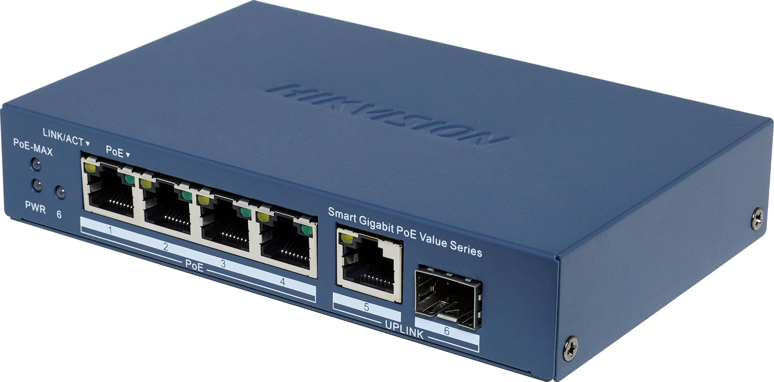 Šakotuvas Switch Hikvision DS-3E1506P-EI/M-4P1T1F(O-STD) aprašymas - Prekės nuotrauka