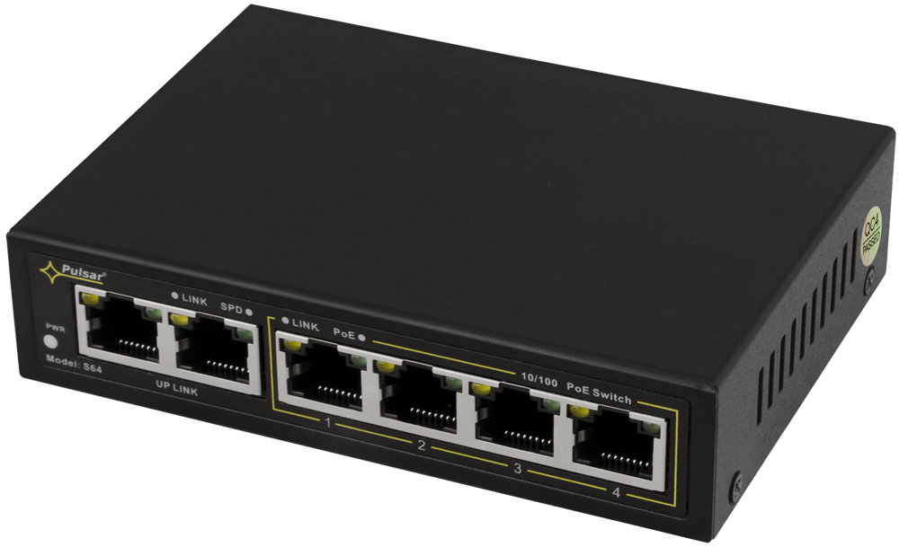 Šakotuvas SWITCH POE 4+2 PULSAR S64 aprašymas - Prekės nuotrauka
