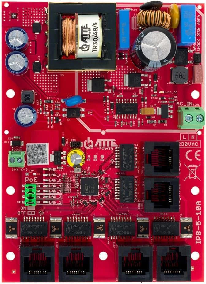 Šakotuvas Switch PoE 6 portowy ze zintegrowanym adapteriu ATTE IPB-5-10A-OF aprašymas - Prekės nuotrauka