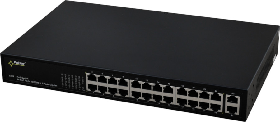 Šakotuvas Jungiklis POE PULSAR S124 24+2 UPLINK POE+ GIGABIT aprašymas - Prekės nuotrauka Šakotuvas Jungiklis POE PULSAR S124 24+2 UPLINK POE+ GIGABIT aprašymas - Prekės nuotrauka