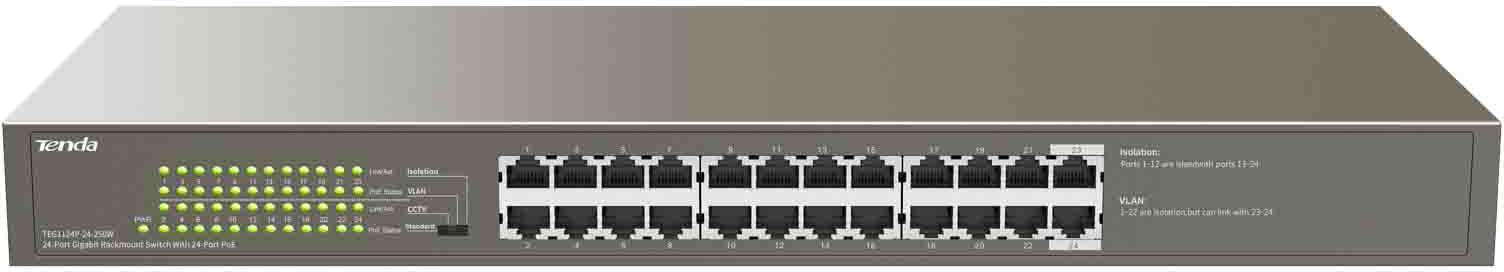 Šakotuvas SWITCH POE TENDA TEG1124P-24-250W aprašymas - Prekės nuotrauka