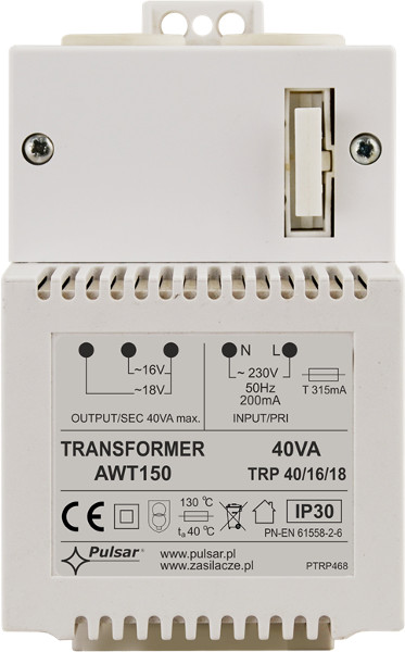 TRANSFORMATORIUS Pulsar AWT150 40VA/16V/18V TRP aprašymas - Prekės nuotrauka