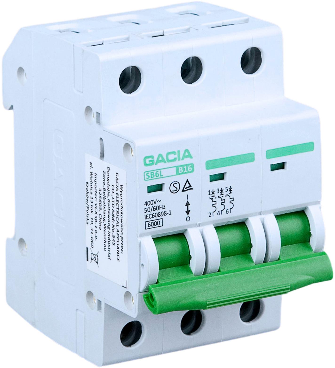 Automatinis jungiklis, 6kA, B, 3 polių, 6A GACIA SB6L B 3P 6A aprašymas - Prekės nuotrauka Automatinis jungiklis, 6kA, B, 3 polių, 6A GACIA SB6L B 3P 6A aprašymas - Prekės nuotrauka