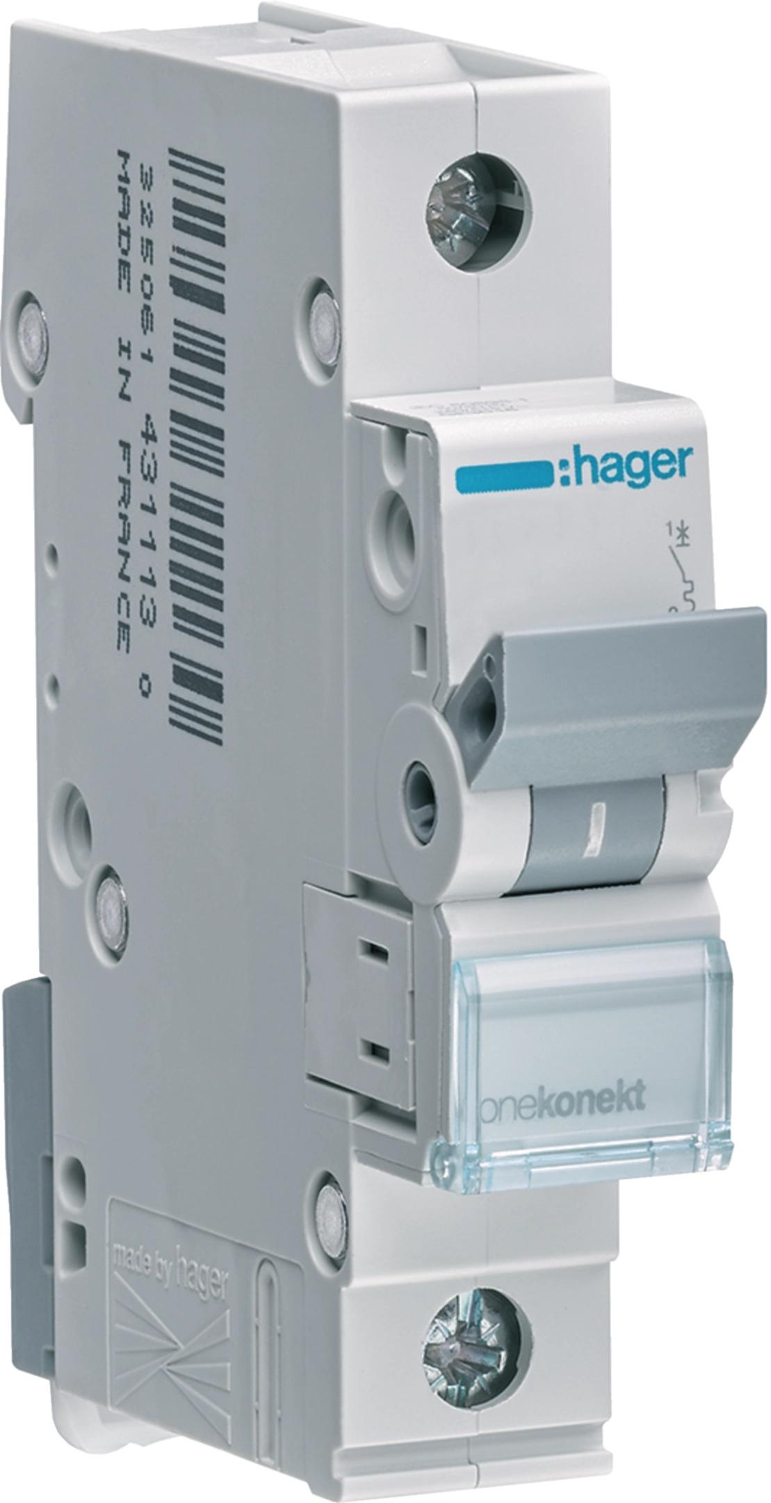 Automatinis jungiklis 6kA, B, 16A, 1P, B16 Hager MBN116E aprašymas - Prekės nuotrauka Automatinis jungiklis 6kA, B, 16A, 1P, B16 Hager MBN116E aprašymas - Prekės nuotrauka