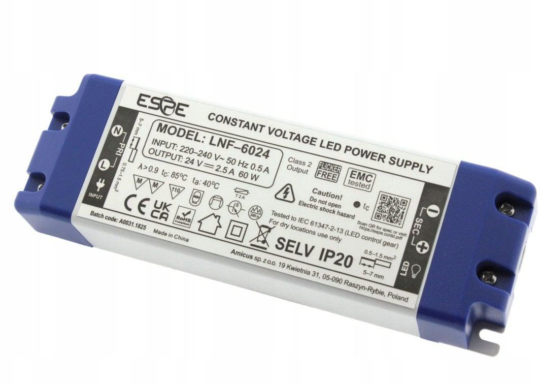 Maitinimo šaltinis eSPe ĮKROVIKLIS IMPULSOWY LED LNF-6024 24V/60W/2.5A IP20 aprašymas - Prekės nuotrauka Maitinimo šaltinis eSPe ĮKROVIKLIS IMPULSOWY LED LNF-6024 24V/60W/2.5A IP20 aprašymas - Prekės nuotrauka