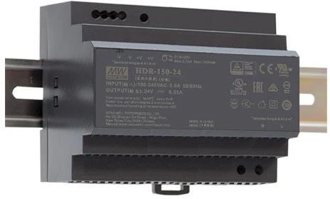 Impulsinis maitinimo šaltinis DIN bėgeliui MEAN WELL HDR-150-12 12V/150W/11.3A aprašymas - Prekės nuotrauka
