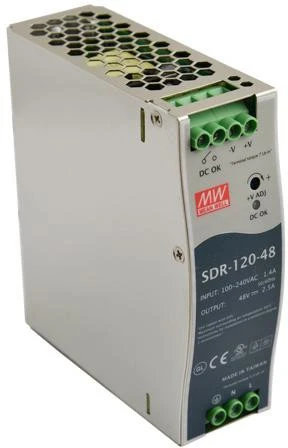 TST „MEAN WELL SDR-120-48“ DIN BĖGELIO IŠJUNGIMO MAITINIMO ŠALTINIS aprašymas - Prekės nuotrauka
