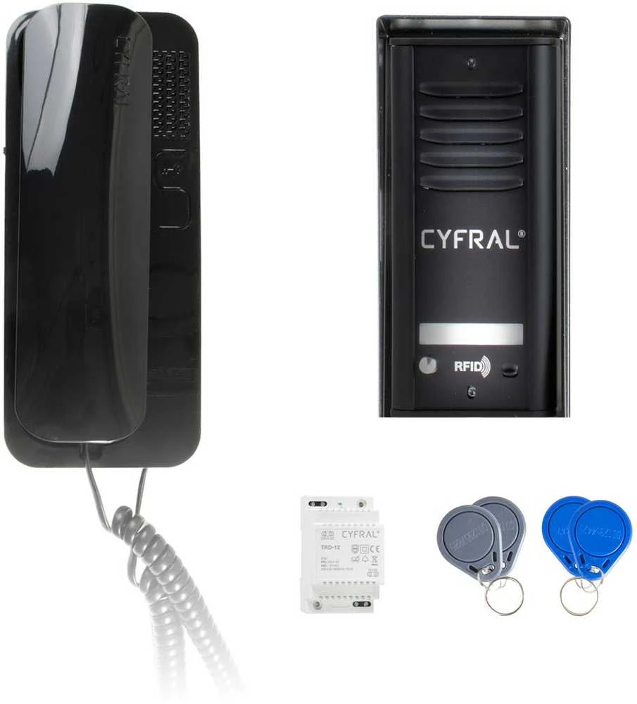 CYFRAL COSMO 1 NUOMININKO DOMOFONAS JUODA KASETĖ / JUODA UNITELEFONAS