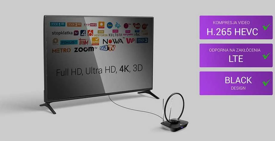 Vidinė DVB-T2 antena „Spacetronik Locus TV“ 45 dB maitinimo šaltinis