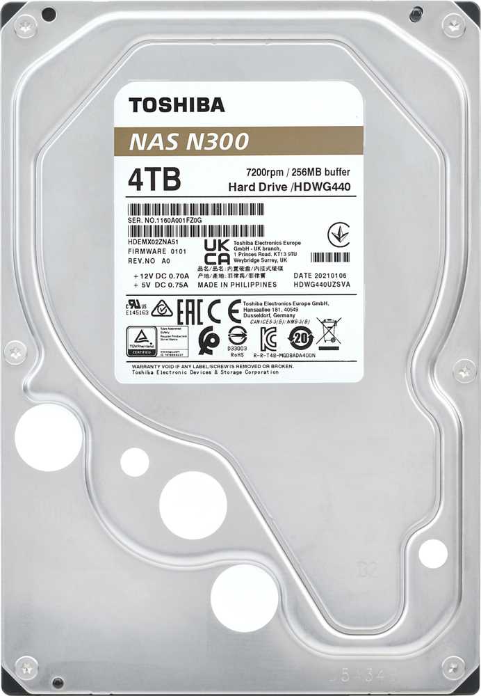 TOSHIBA N300 NAS kietasis diskas 4 TB SATA 3,5 colio 7200 aps./min. 256 MB Mažmeninė prekyba