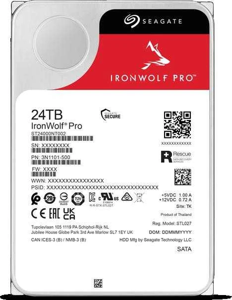 Seagate IronWolf Pro ST24000NT002 vidinis kietasis diskas 24 TB 7200 RPM 512 MB 3,5" Serial ATA III