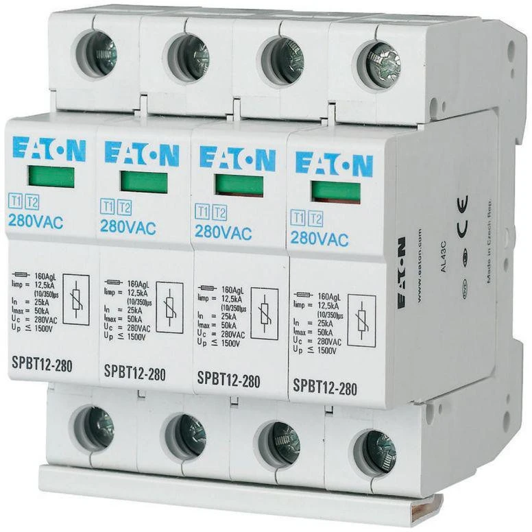 EATON viršįtampių ribotuvas T1+T2 B+C 4P 4M 12.5KA 1.5KV TN, TNS SPBT12-280/4
