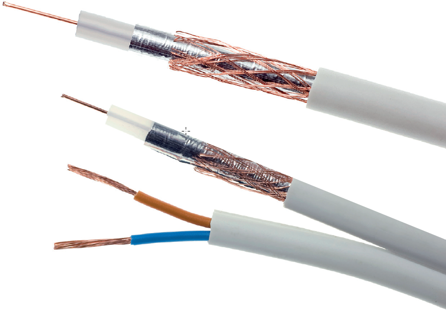 Kabelis koaksialinis kabelis su maitinimo šaltiniu CCTV baltas K60+2x05mm2 Elektrokabel 1m