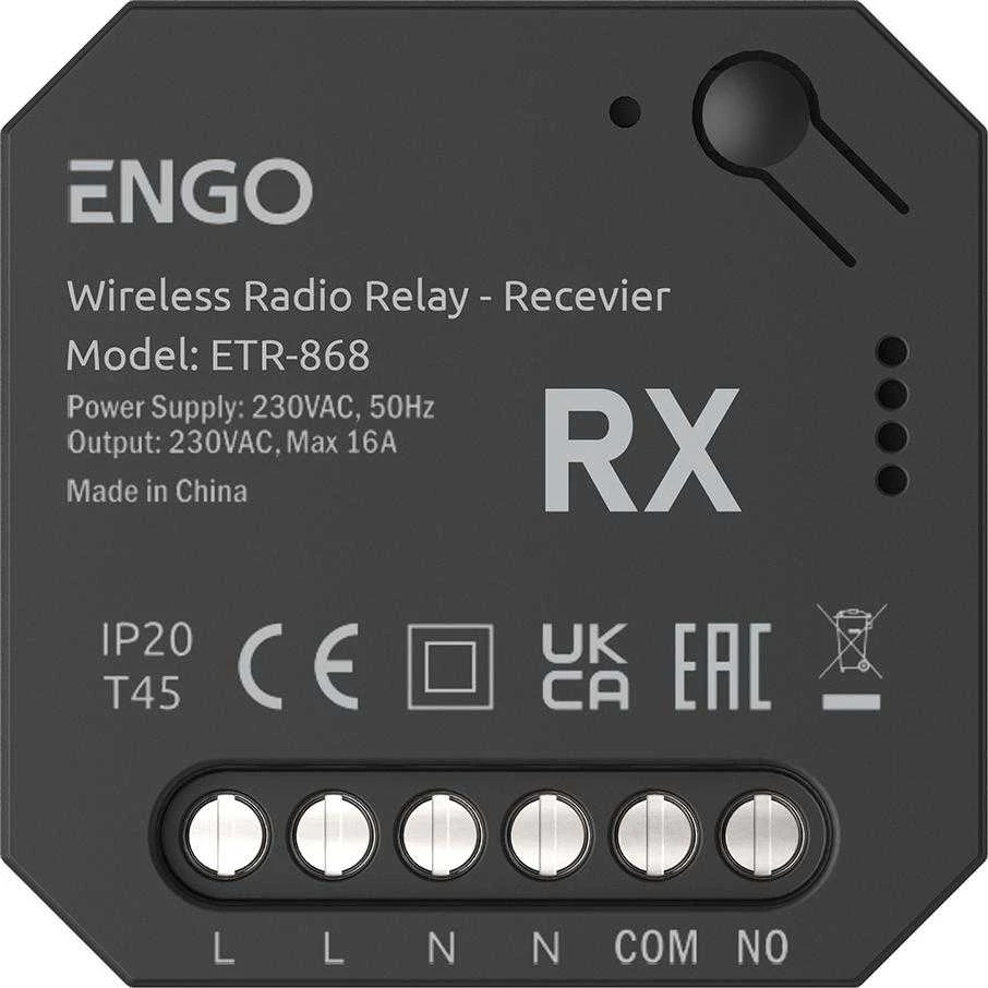 EngoLink belaidis siųstuvas + imtuvas, valdomas radijo bangomis, 868 MHz, 230 V