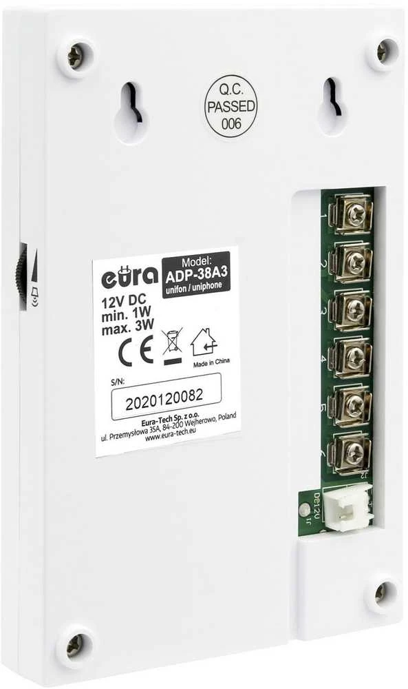 EUA EURA ADP-38A3 ENTRA domofonas baltas