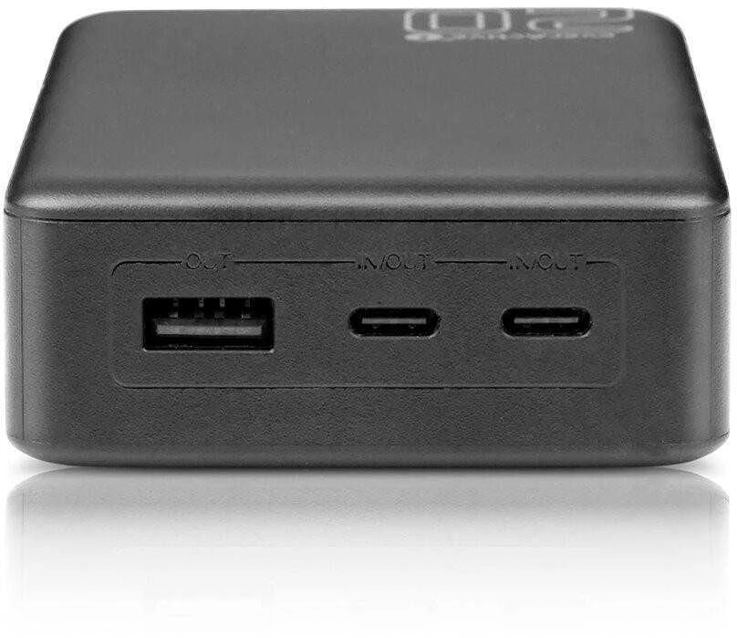 „everactive“ išorinė baterija 20 000 mAh, 1x USB, 2x USB-C, 20 W, QC4+, LCD ekranas, juodas